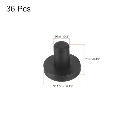 Image of uxcell High Temp Silicone Plug Mount Dia 5mm /0.2 inch t Shaped Rubber Stopper Hole Plugs for Powder Coating Plating Waterproof Plugs Sealing Plugs Black Pack of 36(OD 11.5mm)