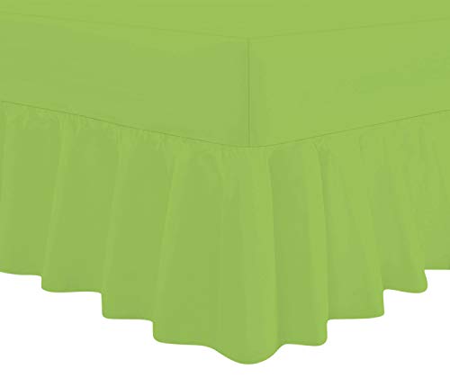 Linen Zone Drap-housse à volants très profond facile d'entretien, 18 couleurs, vert Cover