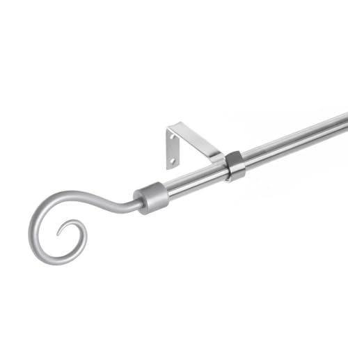 LOLAhome Set de Barra de Cortina Extensible de 122 a 211 cm, 2 escuadras y 2 terminales Plateado de Metal y plástico ABS