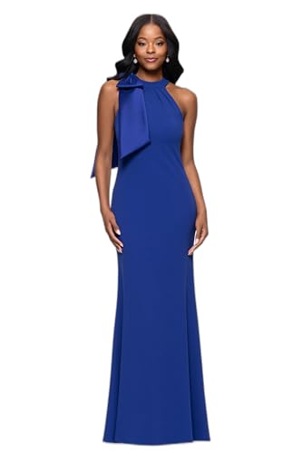 Image of Betsy & Adam Women's Floor-Length, Sleeveless, Bow Detail, with Fitted Silhouette