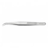 Eyelash Tweezers ST10, Stainless Steel Precision Curved Tip Tool for Lash Extension Placement, Anti-Slip Grip, Lightweight for Home or Salon Use, 1 Piece