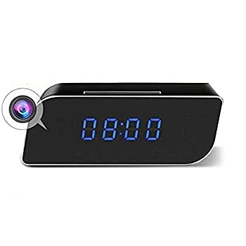 M & V Solutions Table Clock with Camera WiFi Hidden Camera Clock Audio Video Recorder Wireless IP Camera with Night Vision Motion Detection for Indoor Home Security Monitoring Nanny Cam