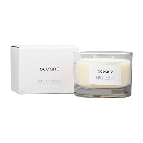 Océane Oceane Vela 3 Pavios Bergamot & Amber Wood Scented Candle Océane Océane Branca