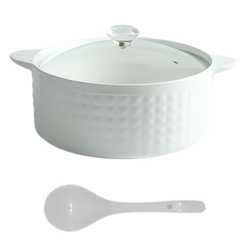 Ceramic Serving Soup Tureen with Glass Lid and Ladle,Creative Serving Bowl with Double Handle Porcelain Serving Soup Bowls for Home Kitchen Restaurant