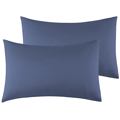 Funda de Almohada 100% Microfibra 40 x 70cm, Juego de 2 Fundas Almohada Extra Suave Hipoalergénicas Transpirable Azul