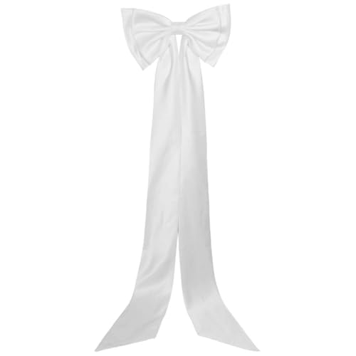 CREATCABIN Nœud Papillon en Satin Blanc pour Robe de Mariée Grand Nœud Papillon Détachable Ceinture de Taille Accessoires de Mariage Formels Capes Nœuds Robe de Bal...