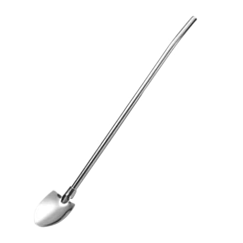 Cuchara de Paja de Metal,Cucharas de Paja de Metal, Paja reutilizable en forma de pala de acero inoxidable, Cuchara de té con mango de paja, cuchara 2 en 1, agitador de pajitas para barb
