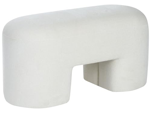 Beliani Banco tapizado Moderno de bouclé puf Patas Anchas salón Dormitorio Blanco Decorah