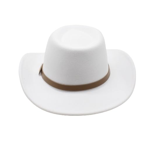 Image of LIDHAY Women Men Classic Felt Wide Brim Western Cowboy Cowgirl Hat with Belt Buckle