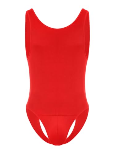Mens Thong Bodysuit, G-String High Cut Sexy One Piece Lingerie, Semi Sheer Breathable Leotard Underwear