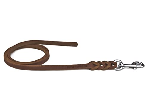 Fettlederleine 1m / 1,35m / 2,20m / 3m Chrom oder Messing ohne Handschlaufe (1m x 8mm braun Chrom Haken)