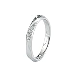 Homxi Anillos Compromiso de 950 Platino para Mujer, Redondo Simple con Diamante de 0,04 ct, Anillos de Matrimonio Mujer Plata, Talla 16(56mm)