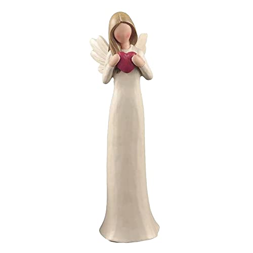 Bonzapicks Angel Figurines For Women Friendship Memorial, Angel Figure With Love Heart Healing Guardian Statues For Home Decor, Hand-Carved Resin Sculpture With Wing 7.48 Inches #TOP1