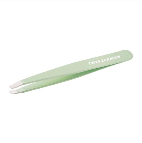 Image of Tweezerman Slant Tweezer - Tweezerman Tweezers for Eyebrows Pistachio