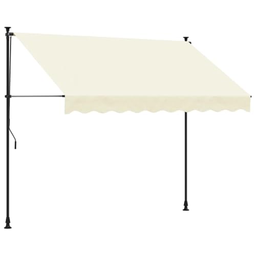 vidaXL Retractable Awning, Outdoor Canopy with Adjustable Rod, Sunshade for Patio Balcony Backyard, Cream 300x150 cm Fabric and Steel