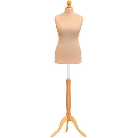 The Shopfitting Shop Size 10-12 Female Dressmaking Mannequin Tailors Bust Dressmakers Display Dummy on a stylish Wooden Tripod Base Cover