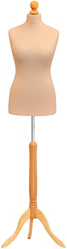 The Shopfitting Shop Buste de couture, féminin, avec base trépied en bois - Taille 38 – 40