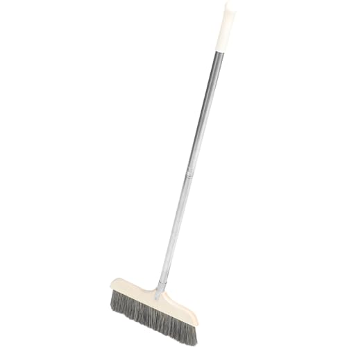 SKISUNO Soft Bristle Cleaning Brush Long Handle Broom for Tile Floor Cleaning Telescopic Broom Detachable Head for Apartment