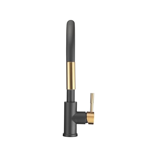 Image of Dura Faucet DF-MK530SLK-MBRG RV Pull-Down Kitchen Faucet (Matte Black) | Single handle pull-down kitchen faucet for RV and camper galleys. Matte Black /Rose Gold finish. Easy DIY install.