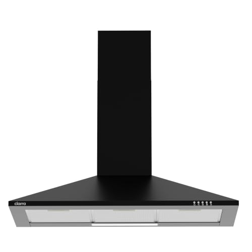 CIARRA Campana Extractora 90cm 380m³/h 40W Clase A - Campana de Pared 3 Velocidades de Extracción -Luz LED - Acero Inoxidable-Negro