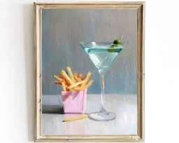 Tableau Martini et frites 70x100cm affiche retro bar cadre interne - 2