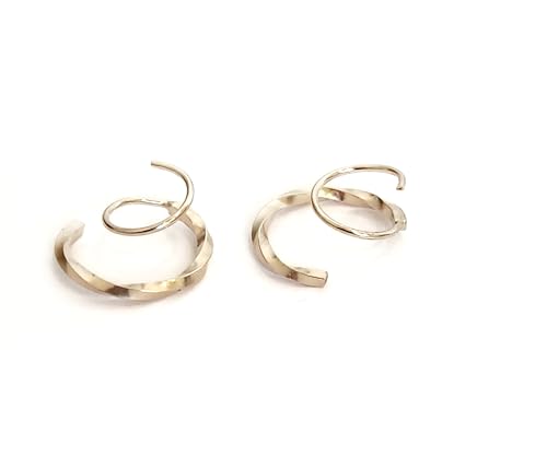14k Gold Filled 925 Sterling Silver Double Hoop Earrings for Single Piercing | Handmade Large Loop Twist Earrings for Women | Backless, Hypoallergenic, Giftable