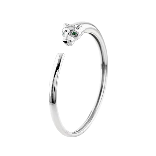 14K Gold Filled Bangle Bracelet/Panther 925 Sterling Silver Cuff Bangle/Emerald Eye Bangle Bracelet/Animal Bangles Jewelry/Certified Gift For Her2