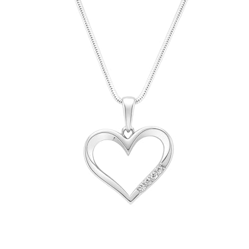 LILLY MARIE Silberne Halskette Mit Schimmerndem Herzanhänger Aus 925 Sterling Silber