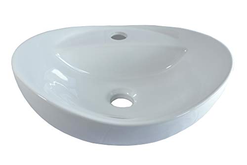 1 Lavabo da appoggio in ceramica, piazza bianco ovale rettangolare 40,5cm L 33cm B