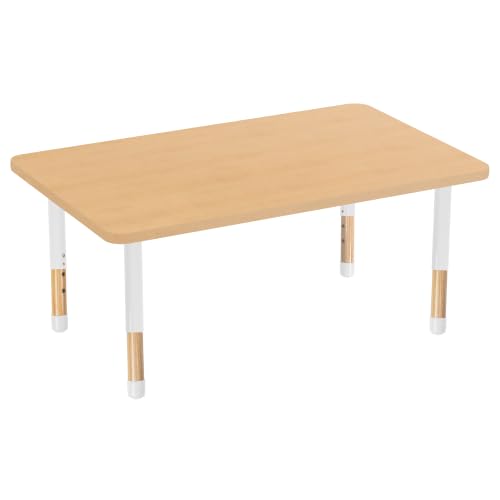 Image of 30 inch x 48 inch Rectangle Kids Classroom Table with Adjustable Chunky Wood Legs