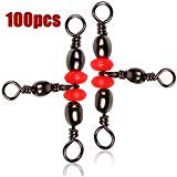 Sougayilang 3 Way Barrel Swivel Fishing Swivel Tangle Fishing Tackle Accessories Pack of 100pcs-Style #1