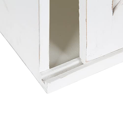Kate And Laurel Cates Rustic Sliding Door Floating Wall Cabinet, 30 X 10 X 14, White, Decorative Distressed Wood Storage Cabinet For Farmhouse Wall Decor #TOP5