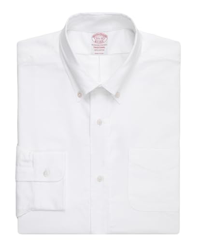 [Brooks Brothers] �u���b�N�X �u���U�[�Y �X�[�s�}�R�b�g�� �I�b�N�X�t�H�[�h �h���X�V���c Traditional Fit Made in USA 100202743 �z���C�g 15 1/2-32