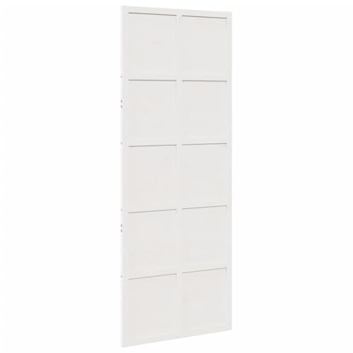 vidaXL Puerta de granero madera maciza pino blanca 80x208 cm, puerta corredera de granero, puerta corredera para baño, puerta corredera para hogar