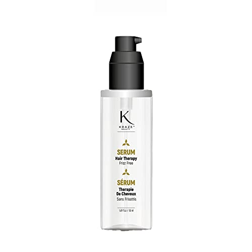 Kraze Beauty Hair Therapy Frizz Free Hair Serum - Keratin Infused Hair Serum for Frizzy and Damaged Hair - Anti Frizz Control Treatment and Styling Serum - Frizz Ease and Hair Shine (50 ml 1.69 fl.oz)