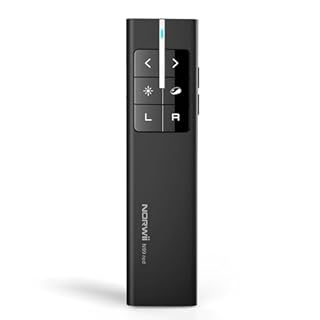 Norwii N99 Wireless Presenter con Air Mouse, Hyperlink ricaricabile Controllo del volume Presentazione Clicker PowerPoint Telecomando Clicker per laptop 2.4GHz (Nero)