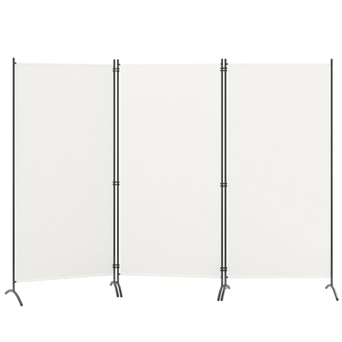 GIANTEX Biombo Plegable con 3 Paneles, Separador de Privacidad 260 x 183 cm, Divisor de Habitación Independiente con Patas, Biombo para Protección Privada (Blanco)