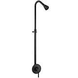 Aolemi Outdoor Shower Kit Fixtures System Faucet Single Handle with High Pressure Showerhead Exposed Shower Height Adjustable Shower Pipe,Matte Black
