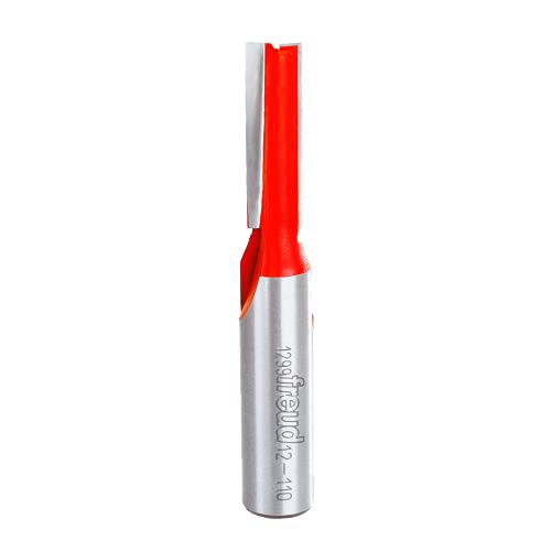 Freud 12-110: 3/8" (dia.) Double Flute Straight Bit with 1/2" shank, 2-7/8" overall length,Red, Pack of 1