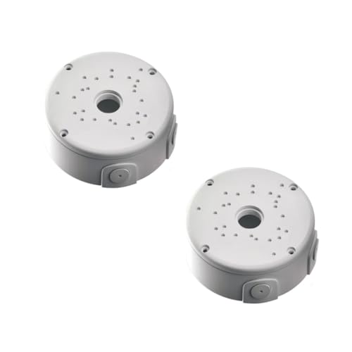 Image of 5x5 inch Round Waterproof PVC Junction Box for CCTV Camera, Heavy Duty Outdoor Electrical Enclosure, 3 Entry Inlets, Wire Protection - Pack of 2