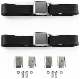 691023 Airplane 2 Point Black Lap Bucket Seat Belt Kit with Bracketry for 1949-1967 VW Type 2 Split - 2 Belts