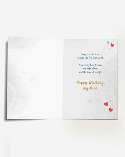 Husband Birthday Card Romantic Heart Design With Sentimental Verse For Him 20.5 x 13.5 cm with Envelope - Image 4