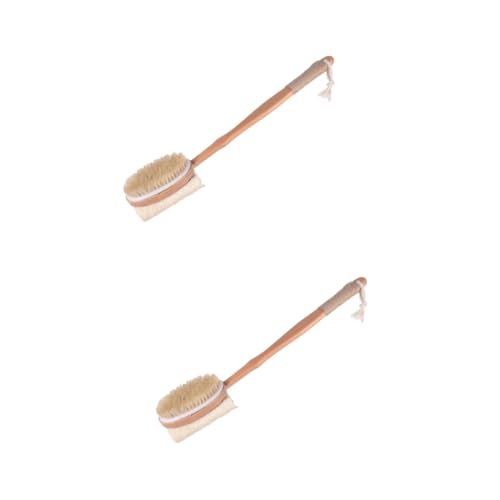 Brosse de bain exfoliante Healvian lot de 2 en poils naturels avec manche