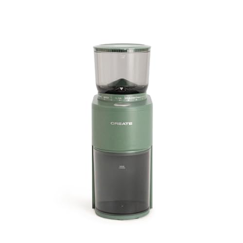 CREATE/COFFEE GRINDER STUDIO PRO/Kaffeemühle mit Behälter Salbeigrün/Fassungsvermögen bis zu 150g, 38 Mahlstufen, Sicherheitssystem, 200W