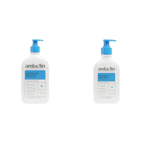 AmLactin Intensive Healing Body Lotion for Dry Skin - 14.1 oz and 7.9 oz Pump Bottles - 2-in-1 Exfoliator & Moisturizer with Ceramides & 15% Lactic Acid