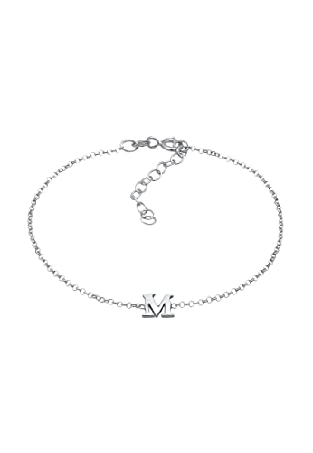 Bracelet argent 925 femme lettre M pendentif initiale alphabet Elli chaîne fine