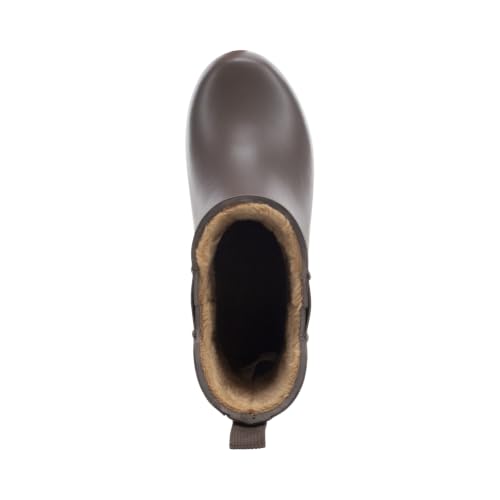 Image of Chooka Women's Delridge Waterproof Faux Fur Chelsea Rain Boot Slip On | Ladies pull-on street style shoes with plush lining, built for puddles, styled for the city