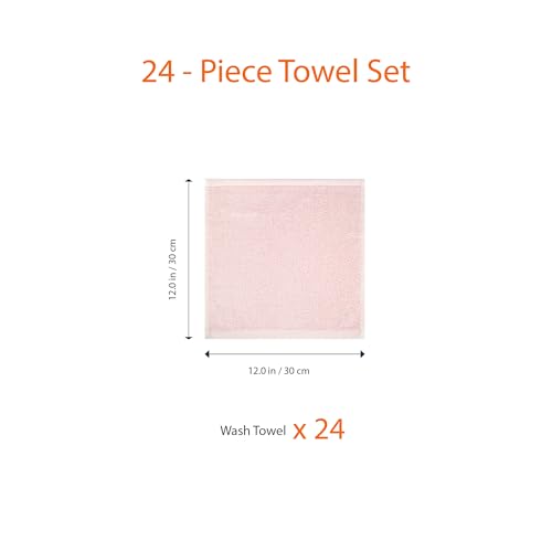 AmazonBasics Cotton Washcloth/Face Towel - 448 GSM - Pack of 24, Petal Pink
