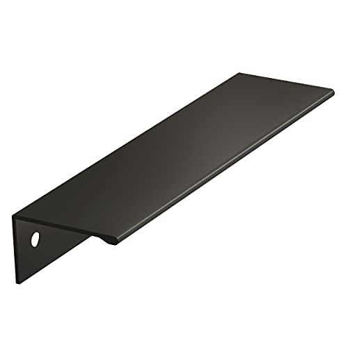 Image of Amerock | Cabinet Pull | Matte Black | 5-1 /16 inch (128 mm) Center to Center | Edge Pull | 1 Pack | Drawer Pull | Drawer Handle | Cabinet Hardware