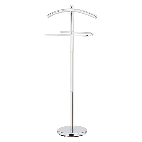 Mondex INX408-00 Chrome-Plated Metal Valet Stand with Double Hanger, Metal, chrome-plated, 43 x 25 x 109 cm